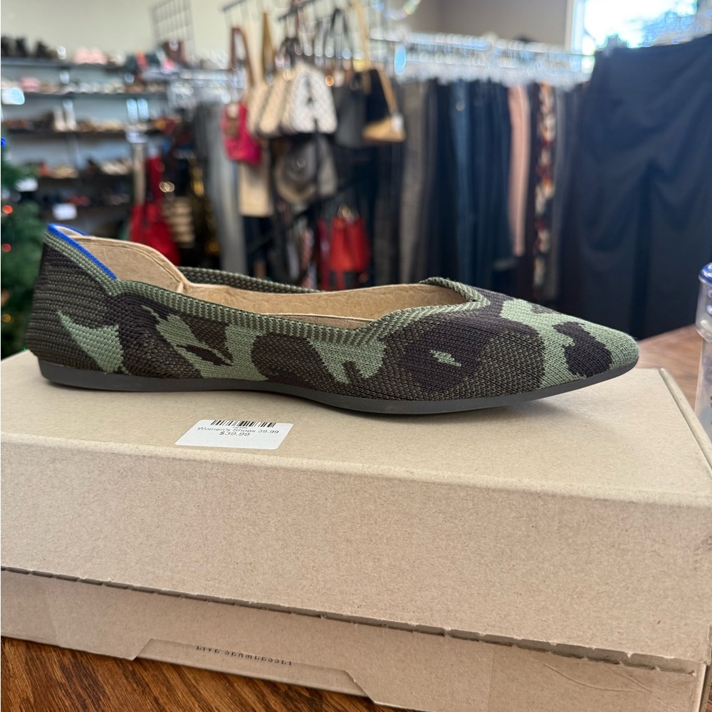 Rothy's Green and Black Camouflage Flats
